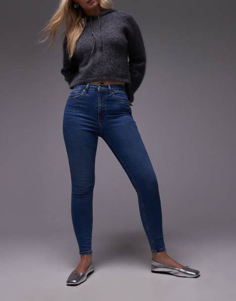 Topshop Hourglass – Jamie – Niebieskie jeansy z podwyższonym stanem o obcisłym kroju - view 1