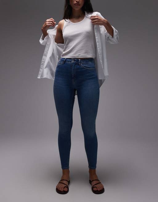 Topshop - Hourglass - Jamie - Skinny jeans met hoge taille in middenblauw