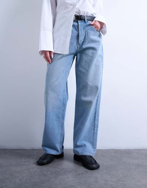 Topshop Hourglass - Jean droit ample à taille mi-haute - Délavé, 2 de 5