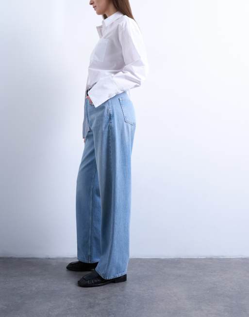 Topshop Hourglass - Jean droit ample à taille mi-haute - Délavé, 3 de 5
