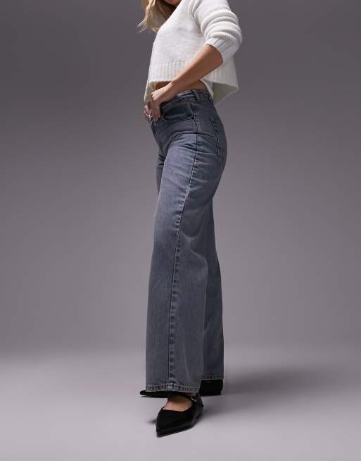 Topshop - Hourglass - Jeans a vita bassa con cinturino sul retro effetto candeggiato vintage 