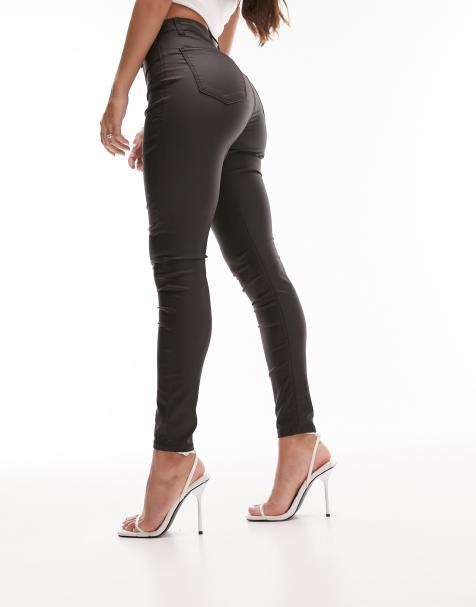 Topshop Hourglass – Joni – Czarne powlekane jeansy o bardzo obcisłym kroju z podwyższonym stanem - view 1