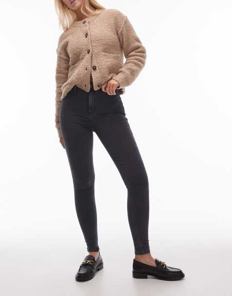 Topshop Hourglass - Joni - Jeans a vita alta super skinny nero slavato - view 1