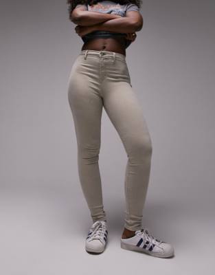 Topshop Hourglass Joni Jeans In Sand-neutral