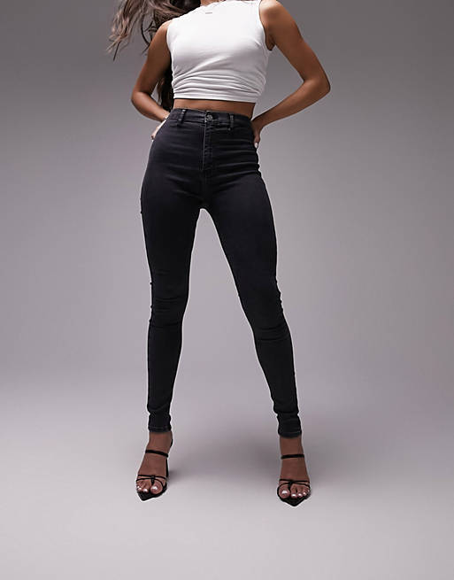 Topshop Hourglass Joni jeans in washed black