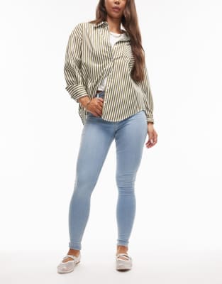 Topshop Hourglass - Joni - Sehr eng geschnittene Jeans in Bleach-Waschung mit hohem Bund-Blau