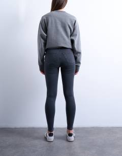 Model wearing Joni skinny high rise jean in washed black