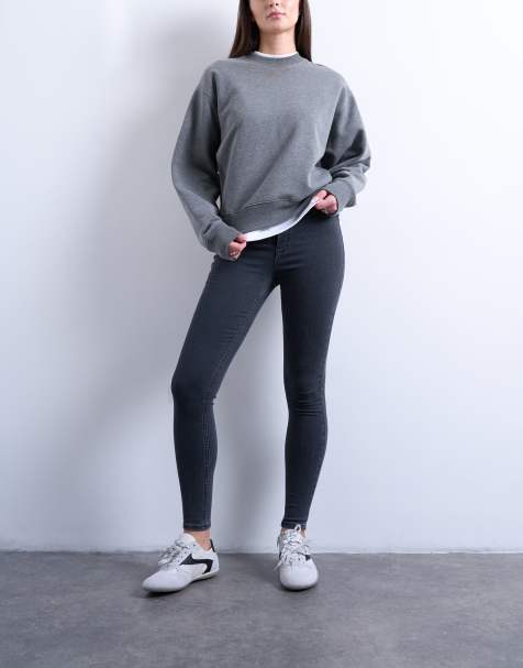 Topshop Hourglass Joni skinny high rise jeans in washed black - view 1