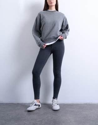 Topshop Hourglass - Joni - Skinny-Jeans in verwaschenem Schwarz mit hohem Bund