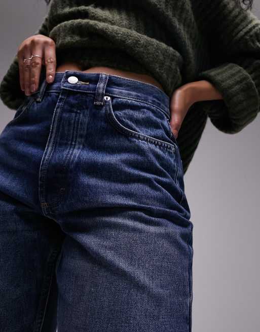 Topshop Hourglass Kort high rise straight jean in mid blue, 2 of 5