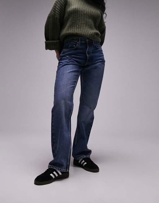 Topshop Hourglass Kort high rise straight jean in mid blue, 3 of 5