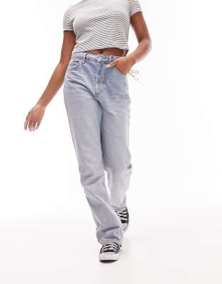 Topshop Hourglass Kort Jean In Bleach-blue In Blue