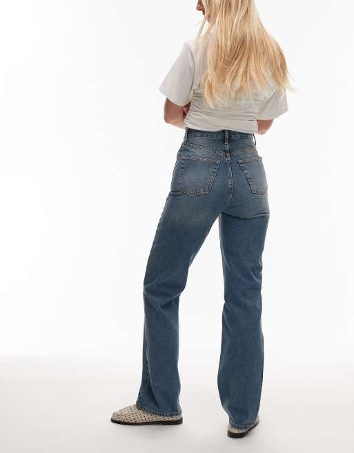 Topshop Hourglass – Kort – Mellanblå, raka jeans med hög midja, 3 av 5