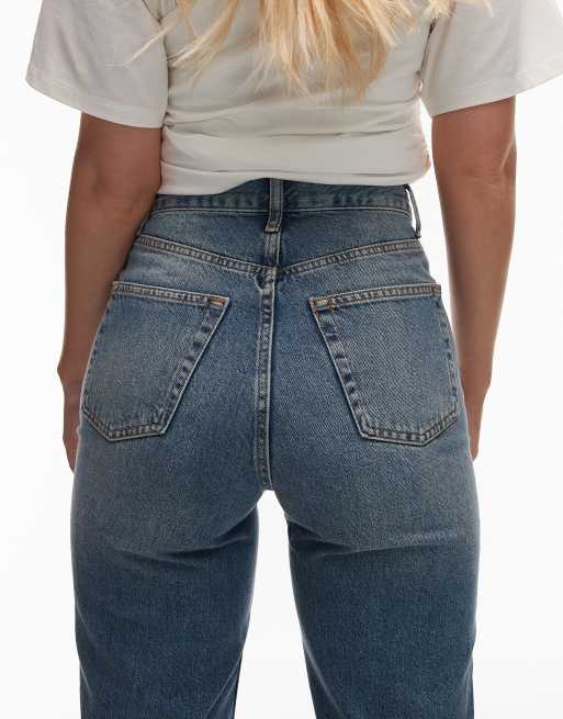 Topshop Hourglass – Kort – Mellanblå, raka jeans med hög midja, 4 av 5