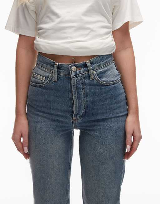 Topshop Hourglass – Kort – Mellanblå, raka jeans med hög midja, 5 av 5