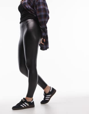 Topshop Hourglass - Leggings aus Kunstleder in Schwarz