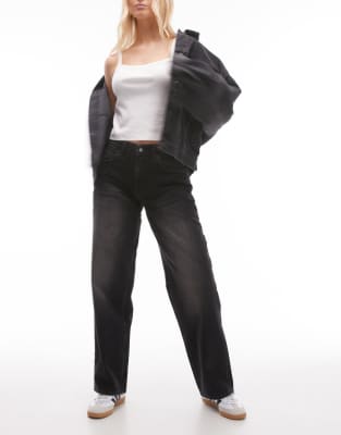 Topshop Hourglass Low Rise Cinch Back Jeans In Deep Black