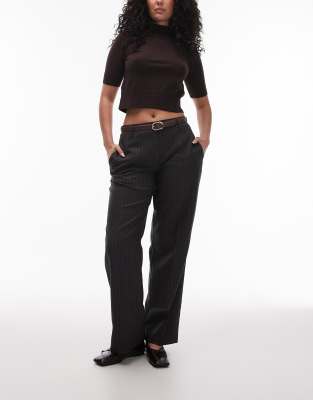 Topshop Hourglass low slung stripe trouser in charcoal-Grey