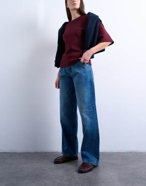 Topshop - Hourglass - Mellemblå afslappede jeans med justerbar talje - view 1