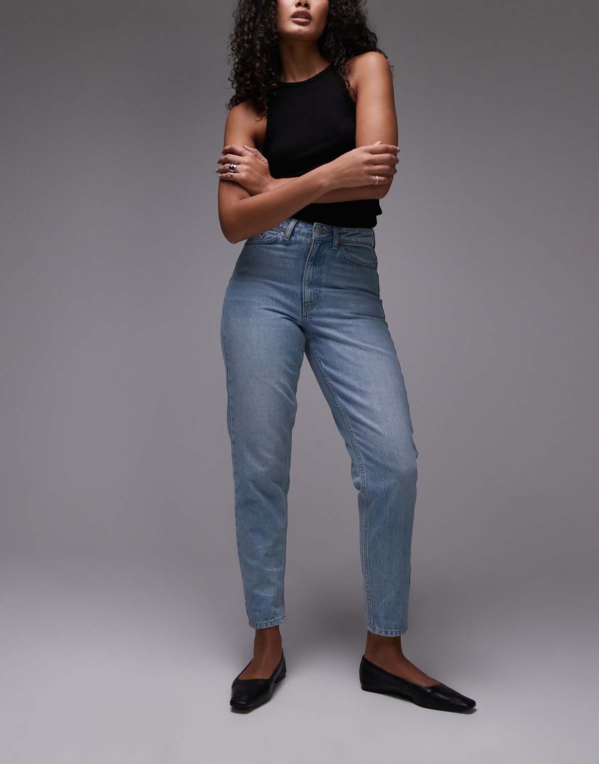 Topshop Hourglass Mom high rise jean in bleach