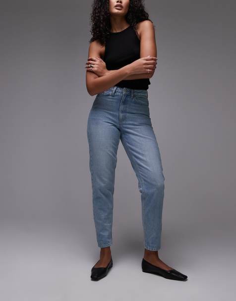 Topshop Hourglass Mom high rise jean in bleach