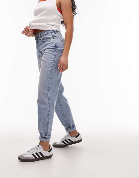 Topshop Maternity mom overbump jeans in bleach wash, ASOS