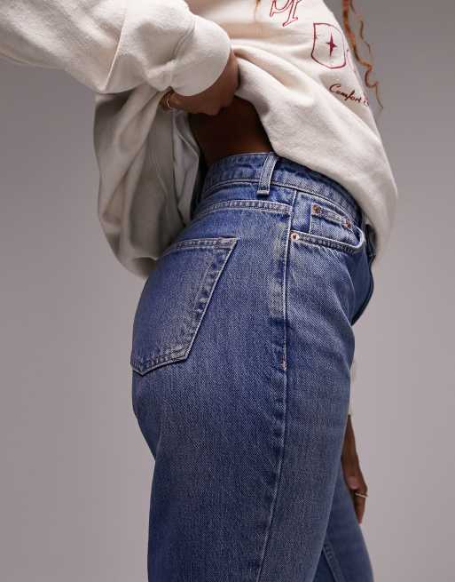 Topshop Hourglass Mom jeans in mid blue