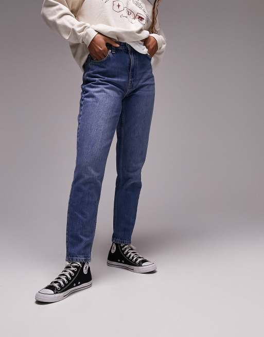 Topshop Hourglass Mom jeans in mid blue