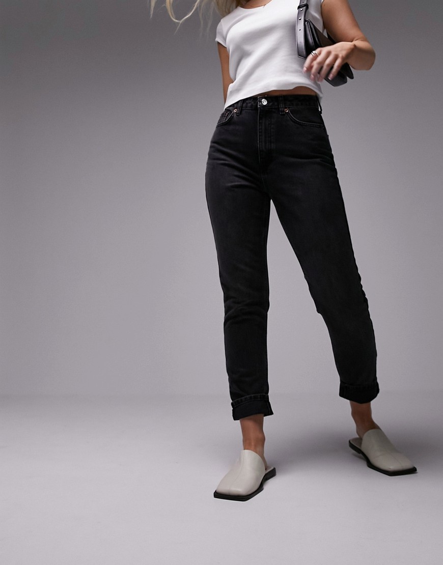 Topshop Hourglass Mom jeans in washed black