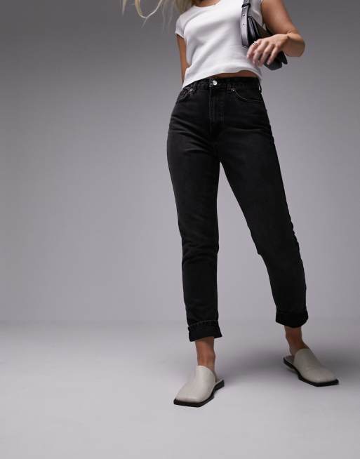 Topshop Hourglass Mom jeans in washed black | ASOS