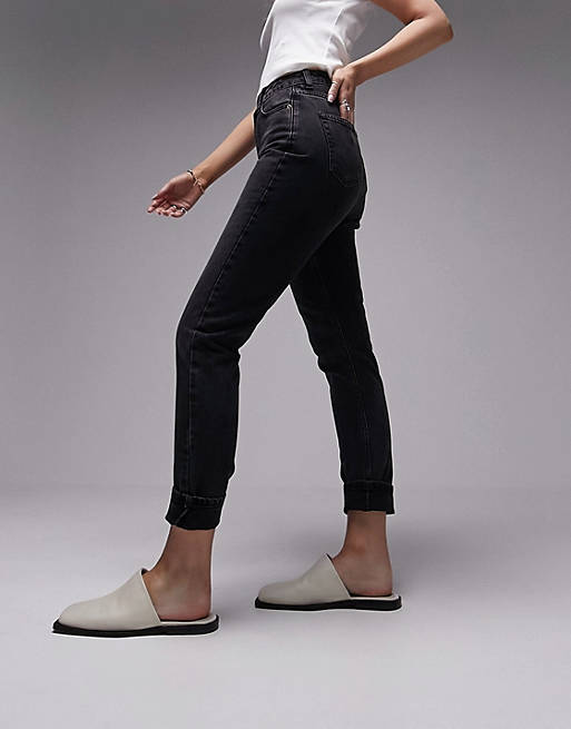 Topshop Hourglass Mom jeans in washed black | ASOS