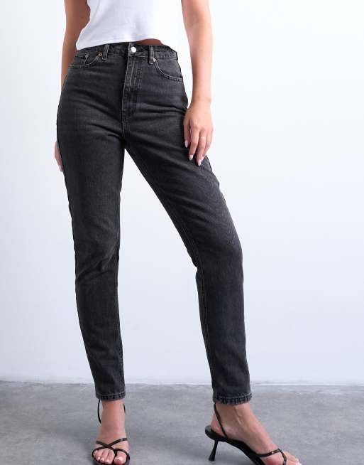 Topshop Hourglass Original high rise mom jean in washed black , 2 of 7