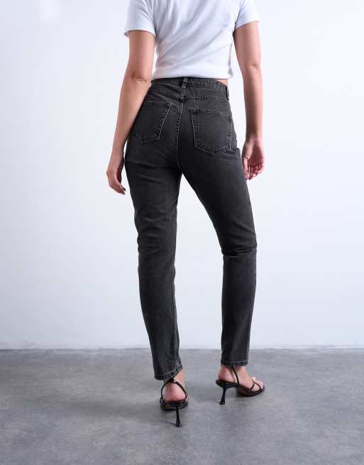 Topshop Hourglass Original high rise mom jean in washed black , 3 of 7