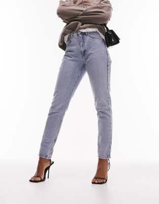 Topshop Hourglass Original high rise Mom jeans in bleach-Blue