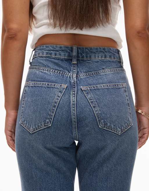 Topshop Hourglass Original high rise Mom jeans in mid blue, 4 of 5