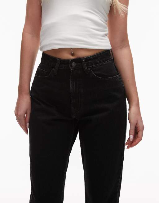 Topshop Hourglass Original high rise Mom jeans in washed black, 5 of 5