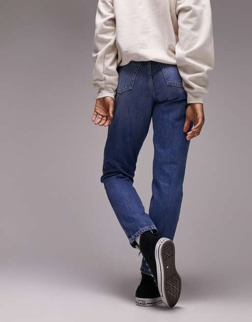 Topshop Hourglass – Original – Mellanblå mom jeans med hög midja, 3 av 4