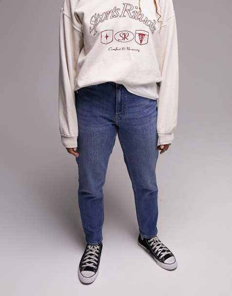 Topshop Hourglass Original Mom high rise jean in mid blue - view 1