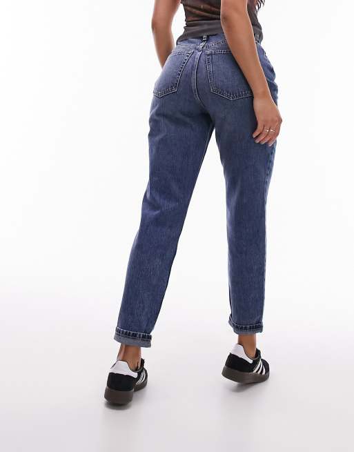 Topshop Hourglass Original Mom high rise jean in mid blue, 3 of 5