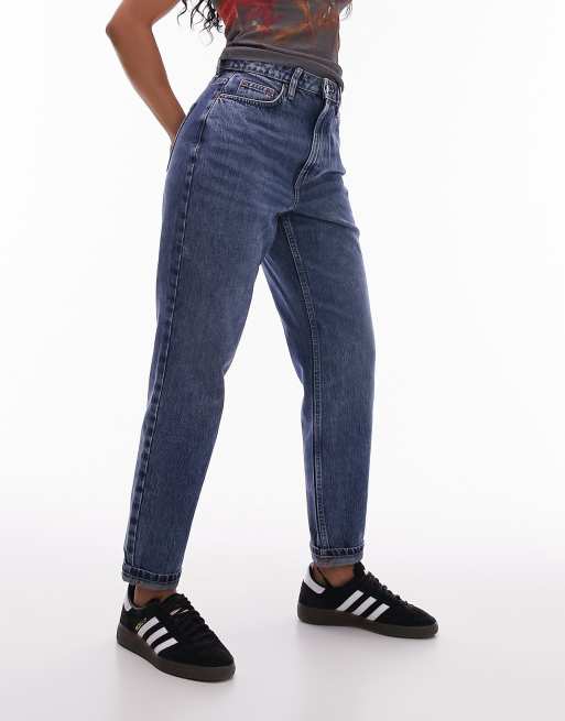 Topshop Hourglass Original Mom high rise jean in mid blue, 5 of 5