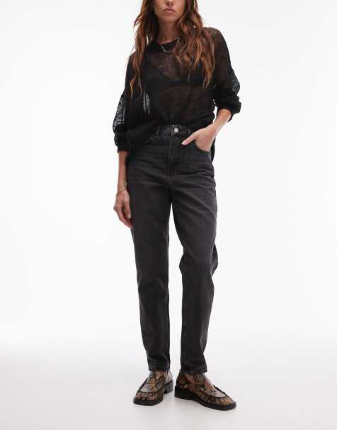 Topshop Hourglass - Original - Mom jeans met hoge taille in gewassen zwart - view 1