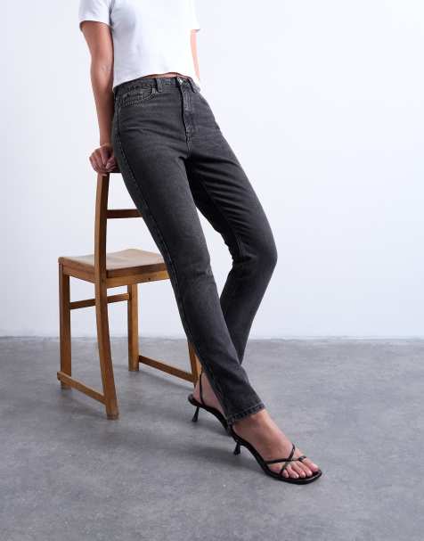 Topshop Hourglass - Original - Mom jeans met hoge taille in zwart met wassing - view 1
