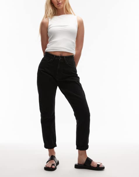 Topshop - Hourglass - Original - Mom jeans met hoge taille in zwart met wassing - view 1