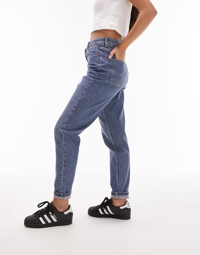 Topshop Hourglass - oringinal high rise mom jeans in mid blue