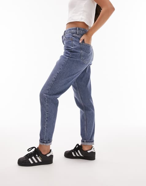 Topshop Hourglass Oringinal Mom high rise jean in mid blue - view 1