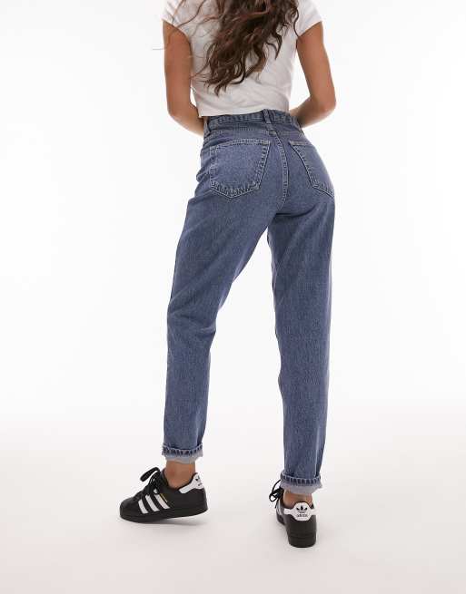 Topshop Hourglass Oringinal Mom high rise jean in mid blue, 2 of 5