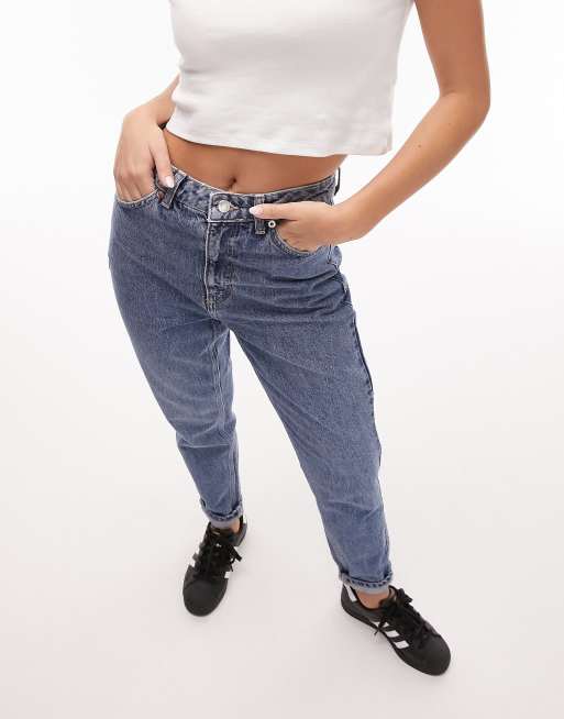 Topshop Hourglass Oringinal Mom high rise jean in mid blue, 4 of 5