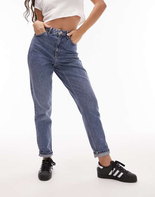 Topshop Hourglass Oringinal Mom high rise jean in mid blue, 5 of 5
