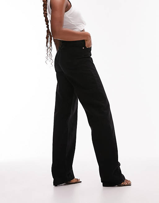 Topshop Hourglass oversized Mom jeans in washed black