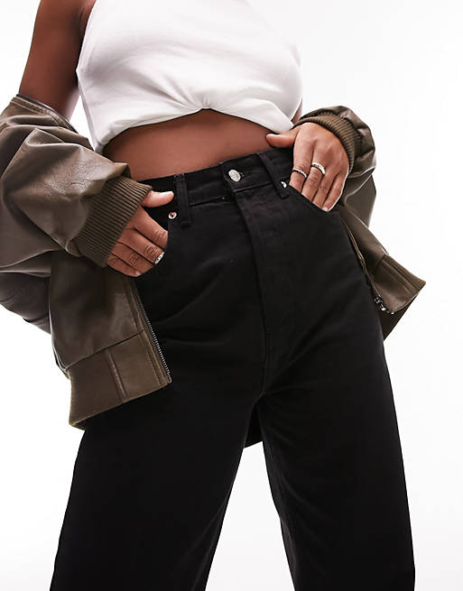 Topshop Hourglass oversized Mom jeans in washed black